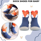Soft and Stretchy Cotton Sock Shoes for Baby (Blue Fox)